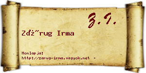 Zárug Irma névjegykártya